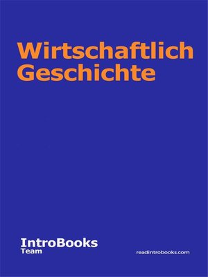 cover image of Wirtschaftlich Geschichte